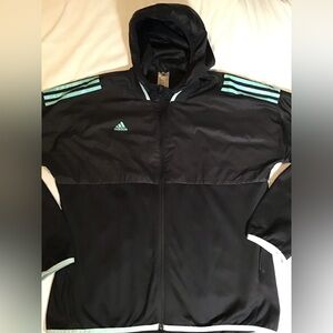 Adidas Black Hooded Jacket with Teal Details